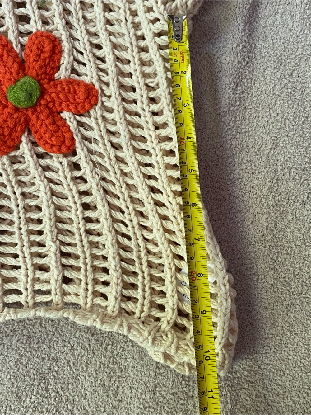 BIBI xl 100% cotton crochet flower top - Picture 3 of 11